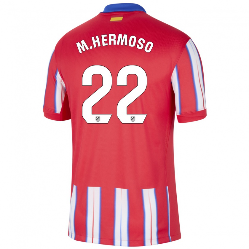 Kandiny Gyermek Mario Hermoso #22 Piros Fehér Kék Hazai Jersey 2024/25 Mez Póló Ing