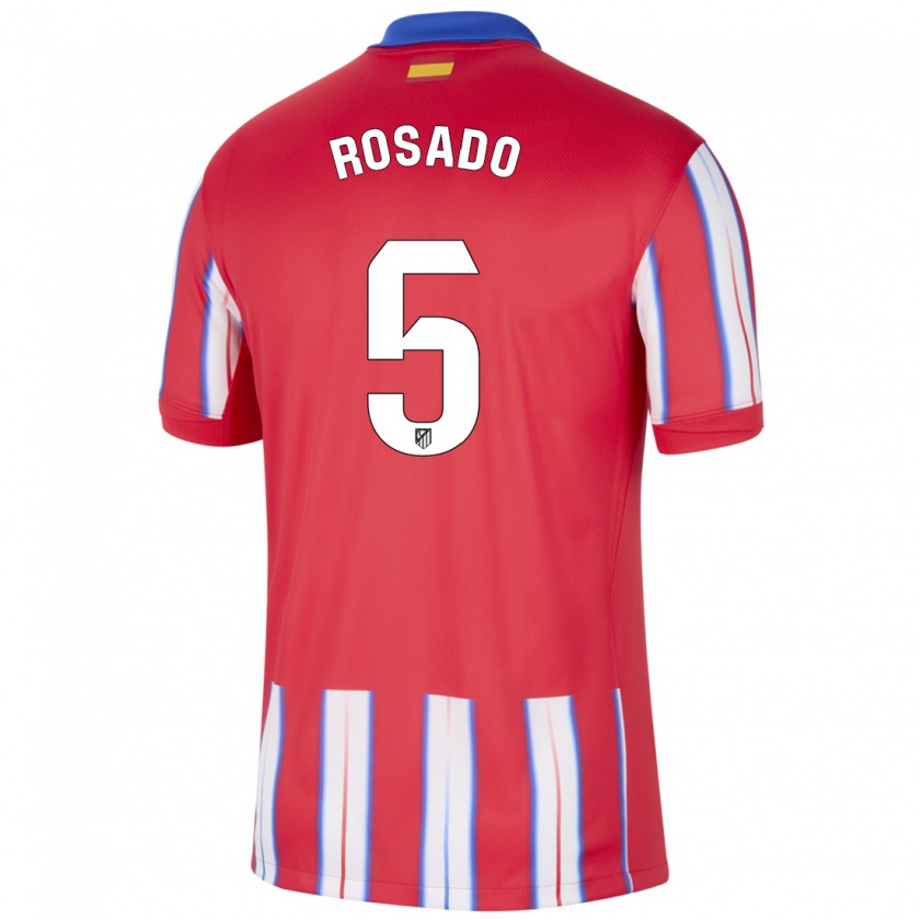 Kandiny Gyermek Diego Rosado #5 Piros Fehér Kék Hazai Jersey 2024/25 Mez Póló Ing