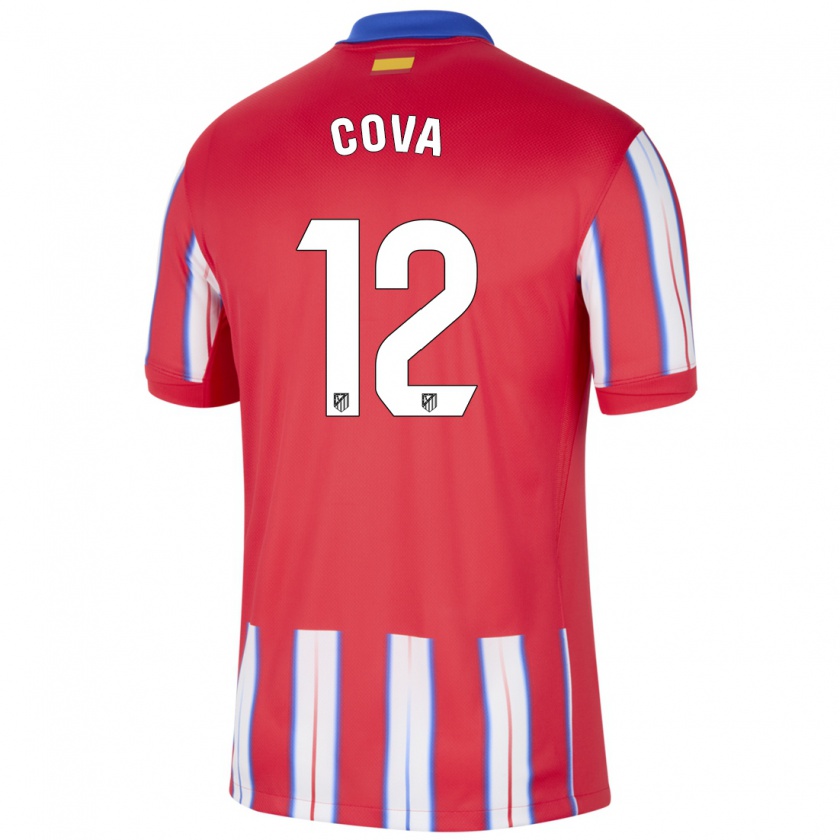 Kandiny Gyermek Adrian Cova #12 Piros Fehér Kék Hazai Jersey 2024/25 Mez Póló Ing