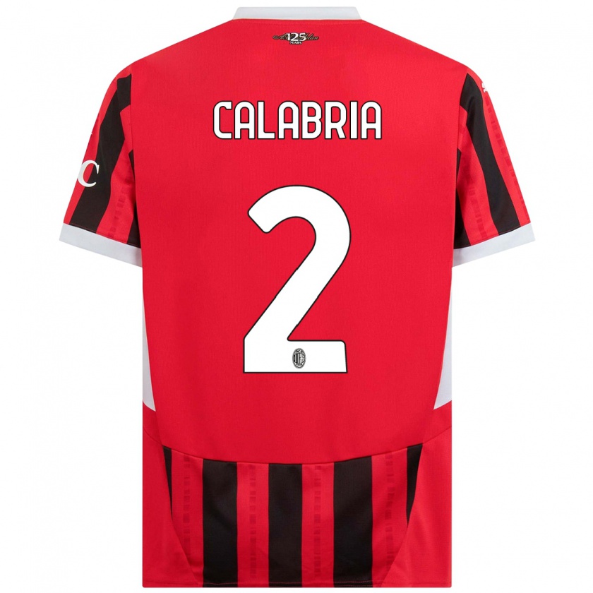 Kandiny Gyermek Davide Calabria #2 Piros Fekete Hazai Jersey 2024/25 Mez Póló Ing