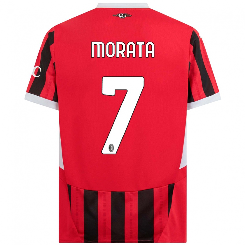 Kandiny Gyermek Álvaro Morata #7 Piros Fekete Hazai Jersey 2024/25 Mez Póló Ing