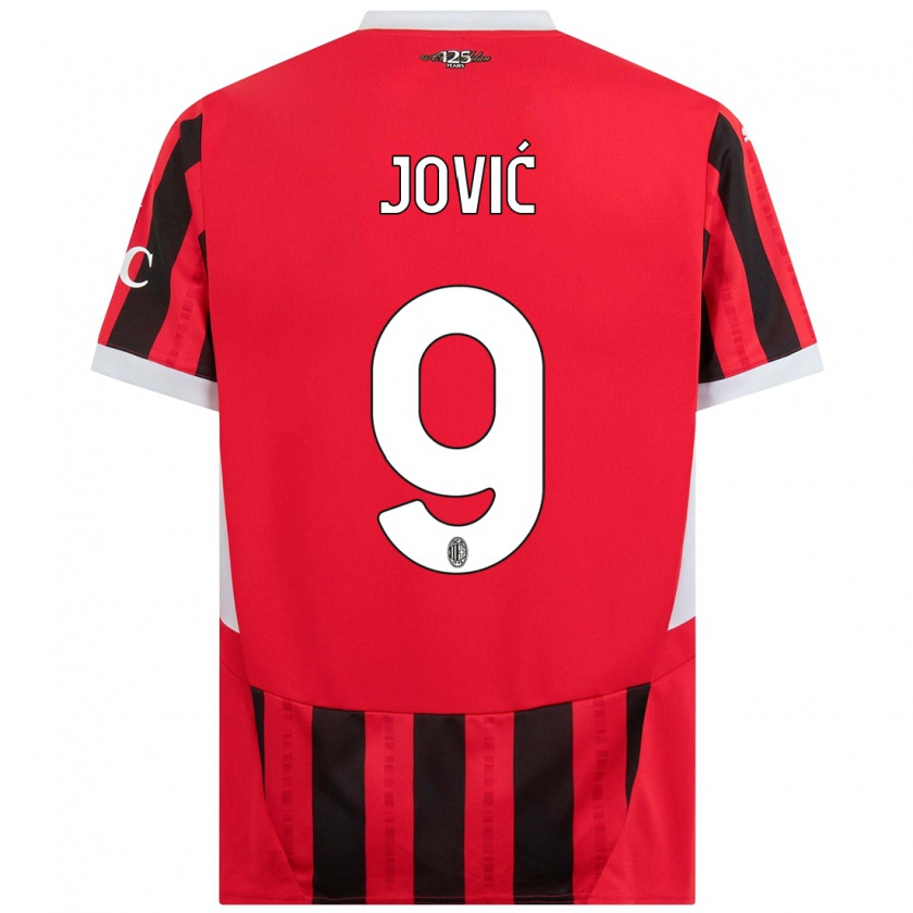 Kandiny Gyermek Luka Jović #9 Piros Fekete Hazai Jersey 2024/25 Mez Póló Ing