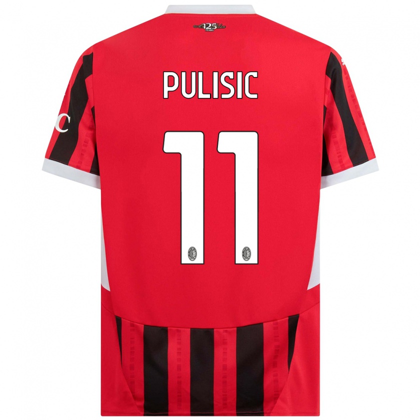 Kandiny Gyermek Christian Pulisic #11 Piros Fekete Hazai Jersey 2024/25 Mez Póló Ing