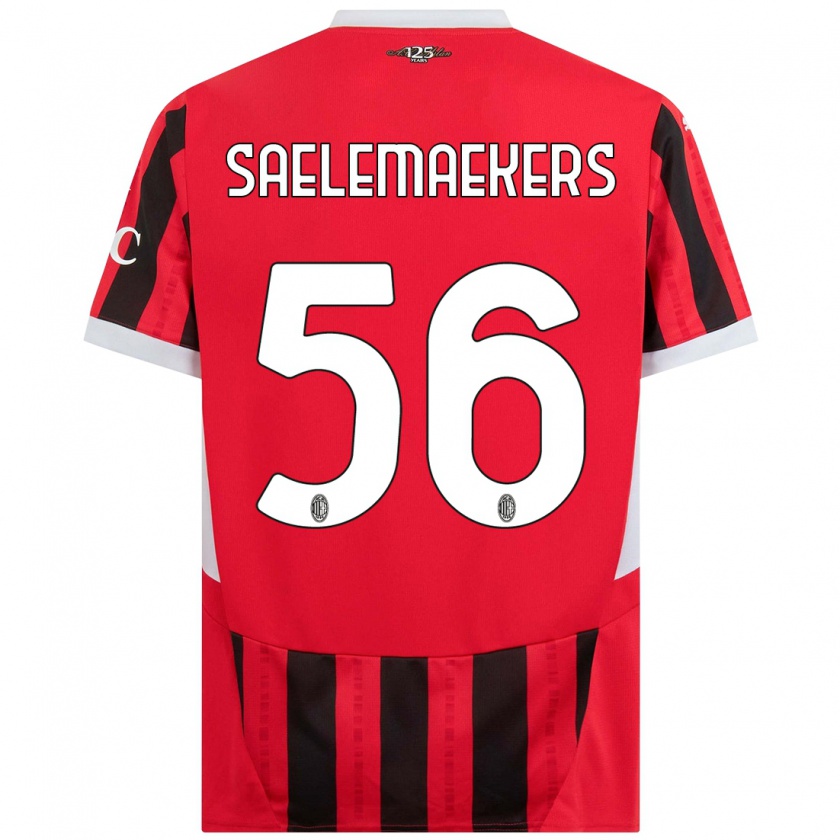 Kandiny Gyermek Alexis Saelemaekers #56 Piros Fekete Hazai Jersey 2024/25 Mez Póló Ing