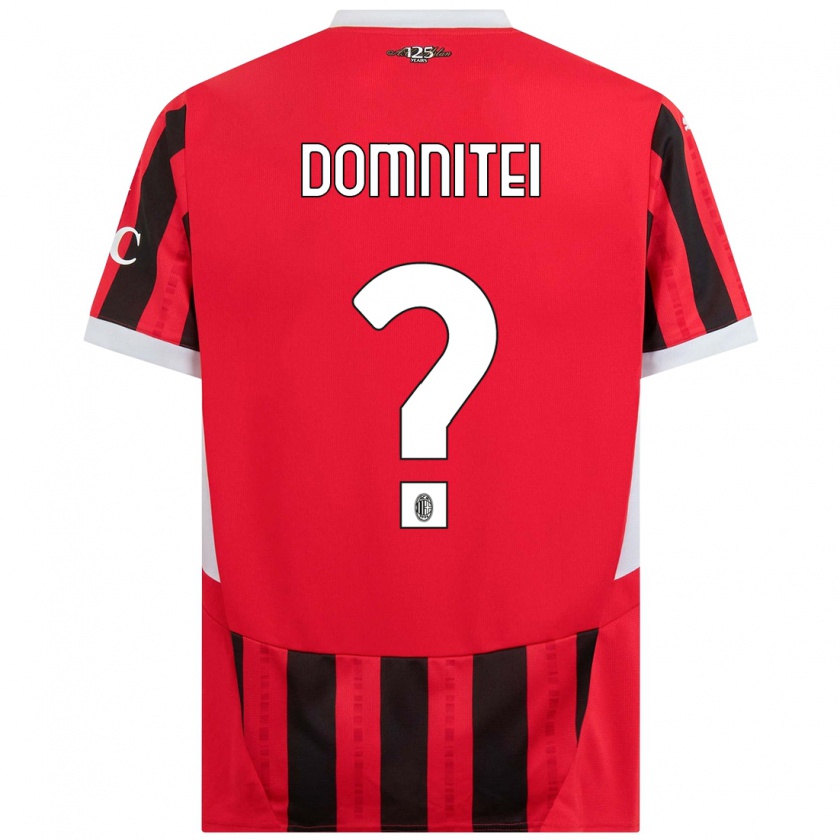 Kandiny Gyermek Francesco Domniței #0 Piros Fekete Hazai Jersey 2024/25 Mez Póló Ing