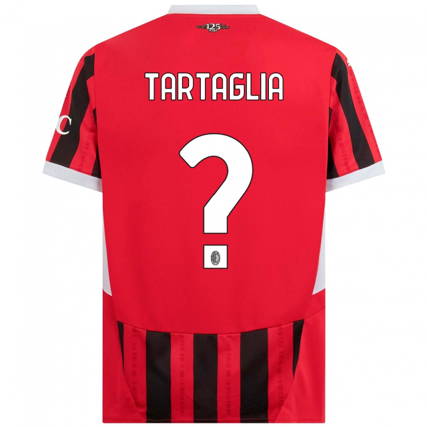 Kandiny Gyermek Edoardo Tartaglia #0 Piros Fekete Hazai Jersey 2024/25 Mez Póló Ing