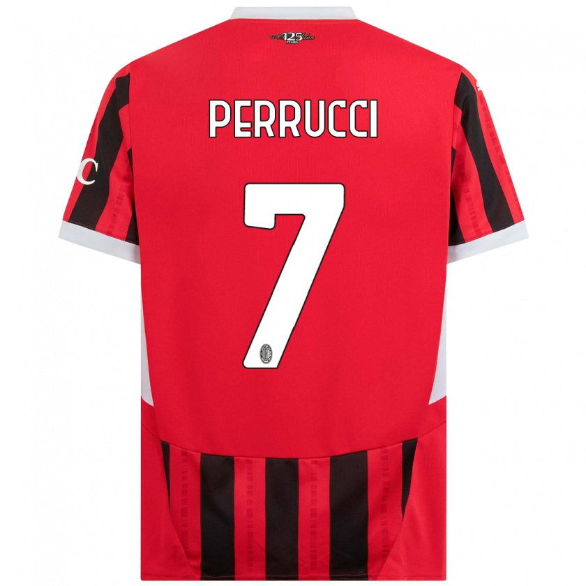 Kandiny Gyermek Vincenzo Perrucci #7 Piros Fekete Hazai Jersey 2024/25 Mez Póló Ing