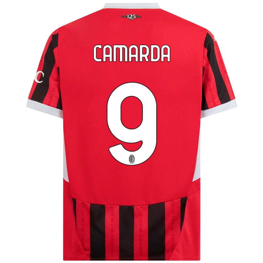 Kandiny Gyermek Francesco Camarda #9 Piros Fekete Hazai Jersey 2024/25 Mez Póló Ing