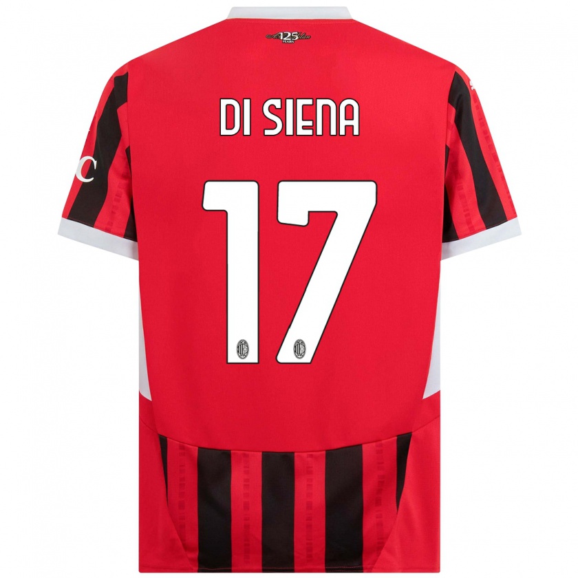 Kandiny Gyermek Andrea Di Siena #17 Piros Fekete Hazai Jersey 2024/25 Mez Póló Ing