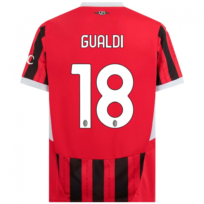 Kandiny Gyermek Andrea Gualdi #18 Piros Fekete Hazai Jersey 2024/25 Mez Póló Ing