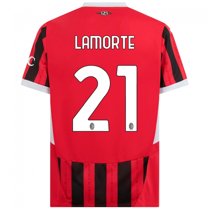 Kandiny Gyermek Alessandro Lamorte #21 Piros Fekete Hazai Jersey 2024/25 Mez Póló Ing