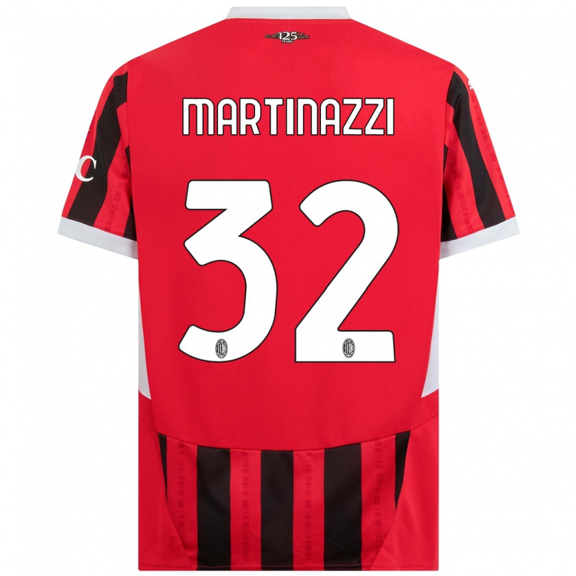 Kandiny Gyermek Luca Martinazzi #32 Piros Fekete Hazai Jersey 2024/25 Mez Póló Ing