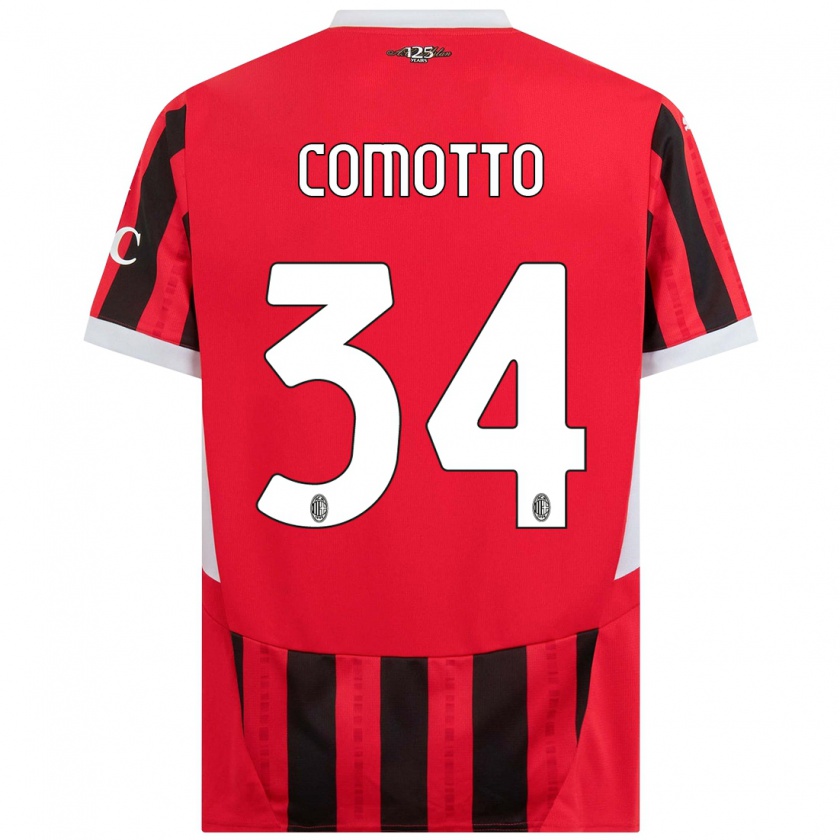 Kandiny Gyermek Christian Comotto #34 Piros Fekete Hazai Jersey 2024/25 Mez Póló Ing