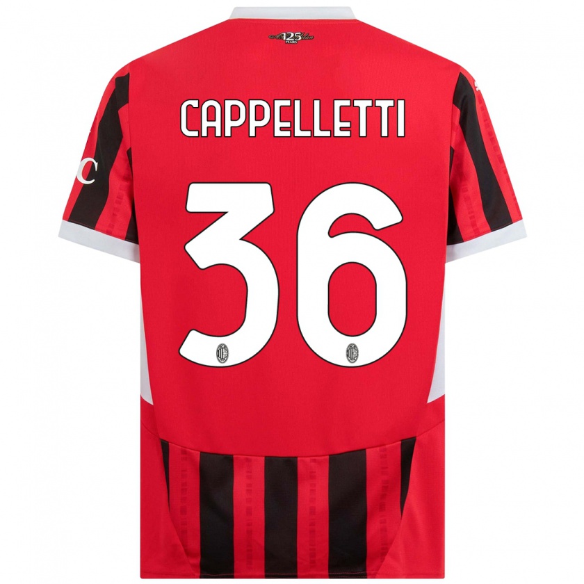 Kandiny Gyermek Mattia Cappelletti #36 Piros Fekete Hazai Jersey 2024/25 Mez Póló Ing