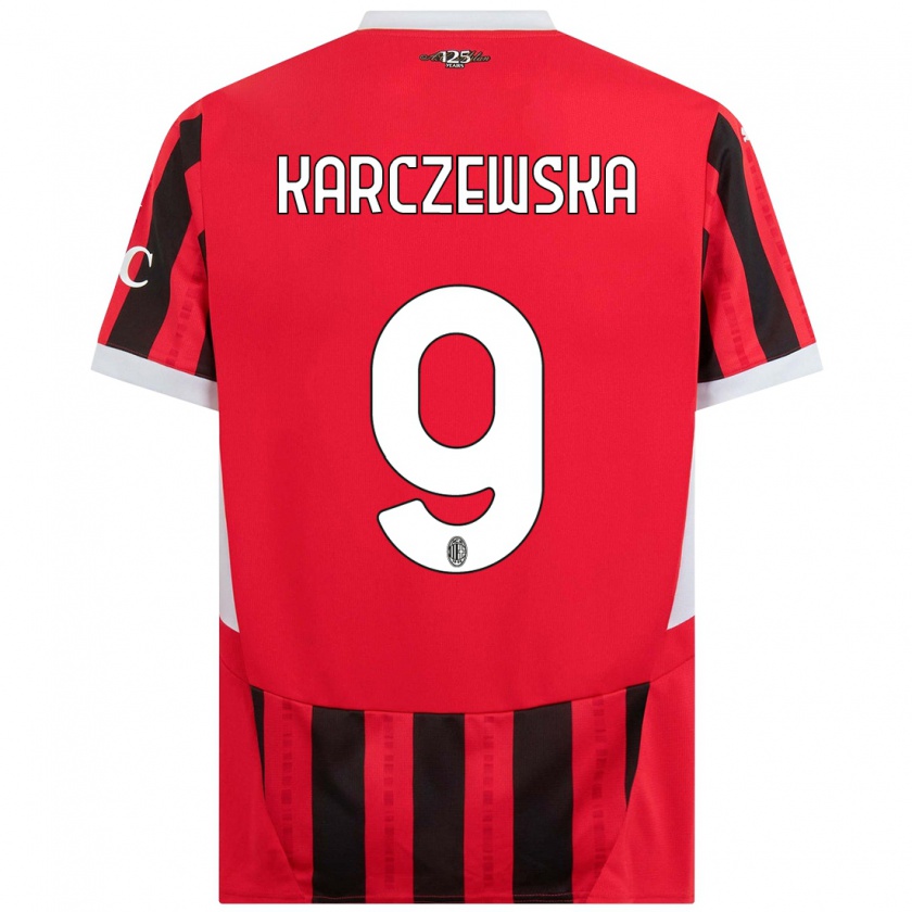 Kandiny Gyermek Nikola Karczewska #9 Piros Fekete Hazai Jersey 2024/25 Mez Póló Ing