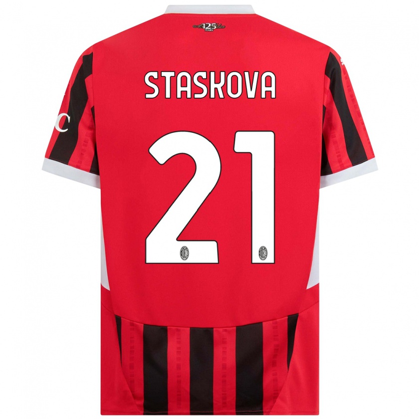 Kandiny Gyermek Andrea Stašková #21 Piros Fekete Hazai Jersey 2024/25 Mez Póló Ing