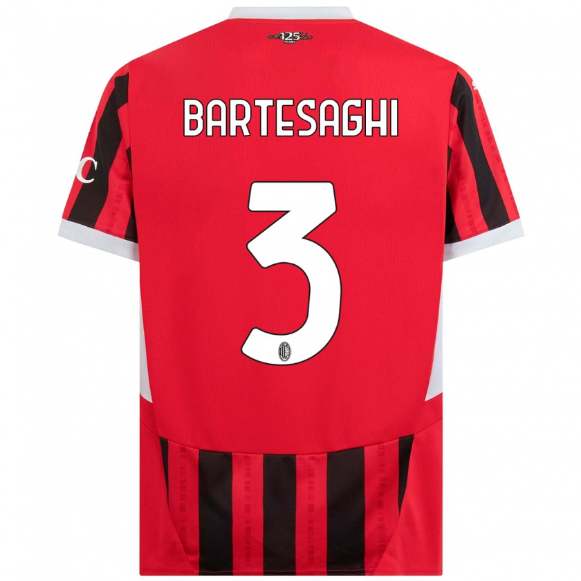 Kandiny Gyermek Davide Bartesaghi #3 Piros Fekete Hazai Jersey 2024/25 Mez Póló Ing