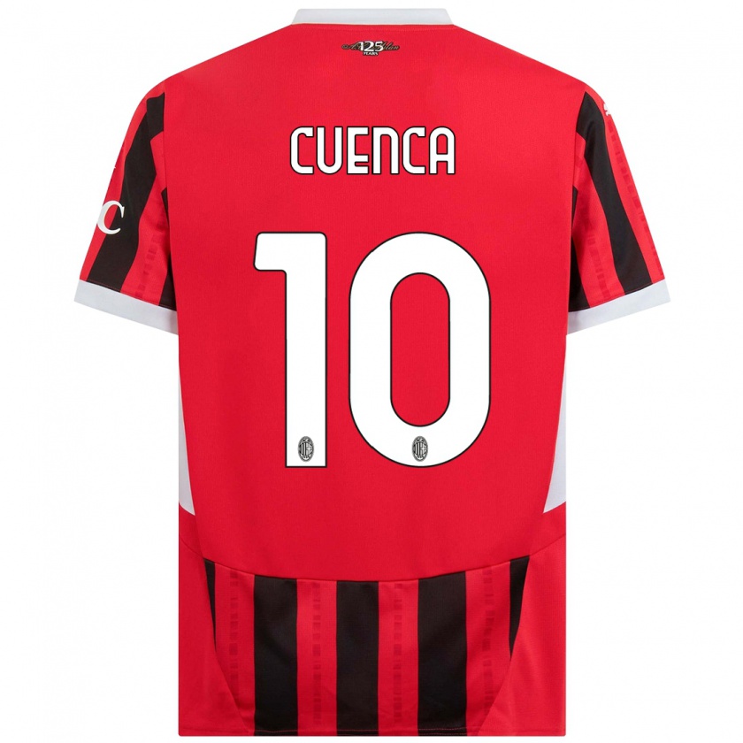 Kandiny Gyermek Hugo Cuenca #10 Piros Fekete Hazai Jersey 2024/25 Mez Póló Ing