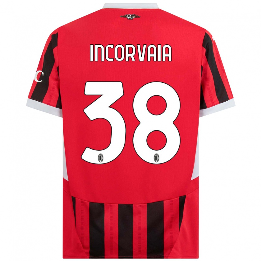 Kandiny Gyermek Giovanni Incorvaia #38 Piros Fekete Hazai Jersey 2024/25 Mez Póló Ing