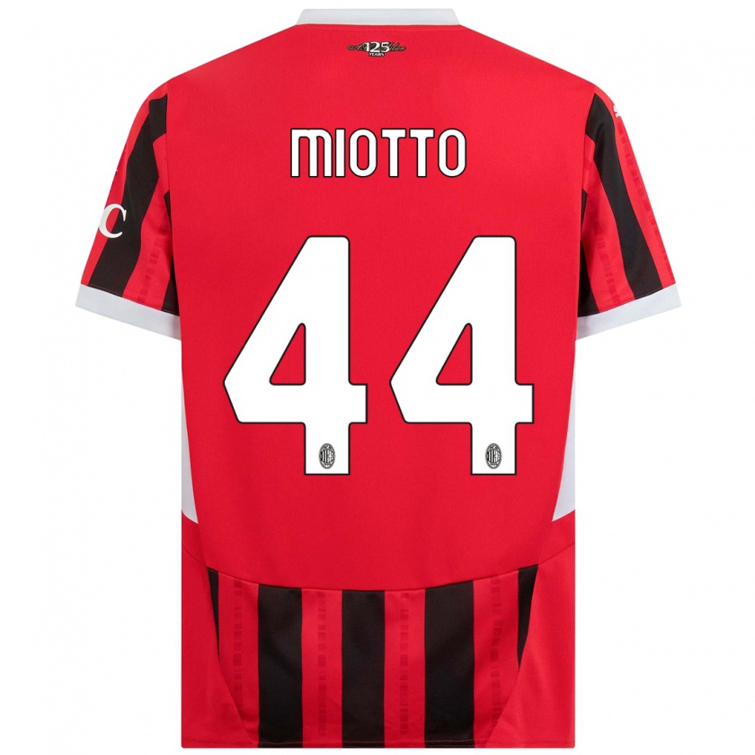 Kandiny Gyermek Giorgia Miotto #44 Piros Fekete Hazai Jersey 2024/25 Mez Póló Ing