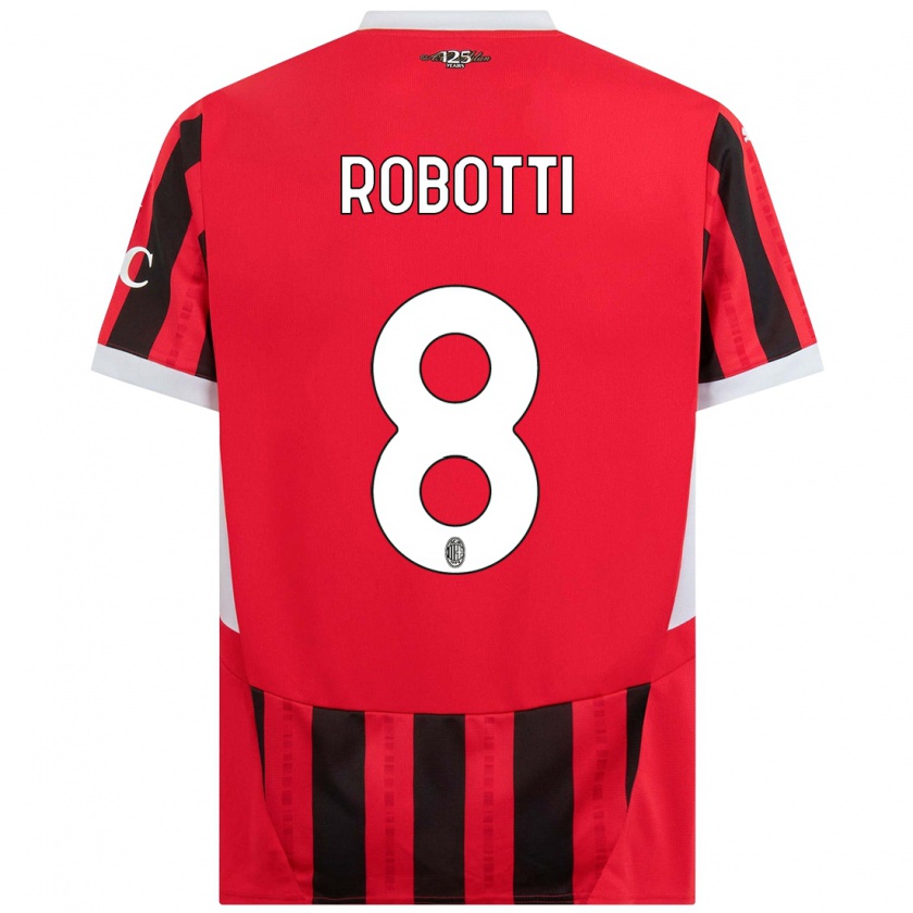 Kandiny Gyermek Giovanni Robotti #8 Piros Fekete Hazai Jersey 2024/25 Mez Póló Ing