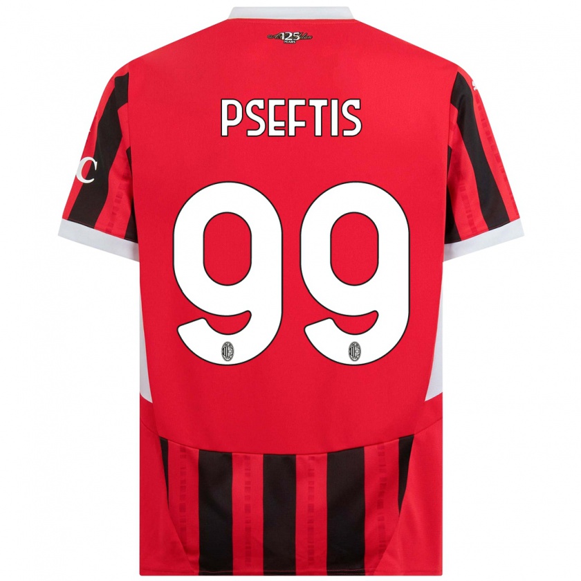 Kandiny Gyermek Fotios Pseftis #99 Piros Fekete Hazai Jersey 2024/25 Mez Póló Ing