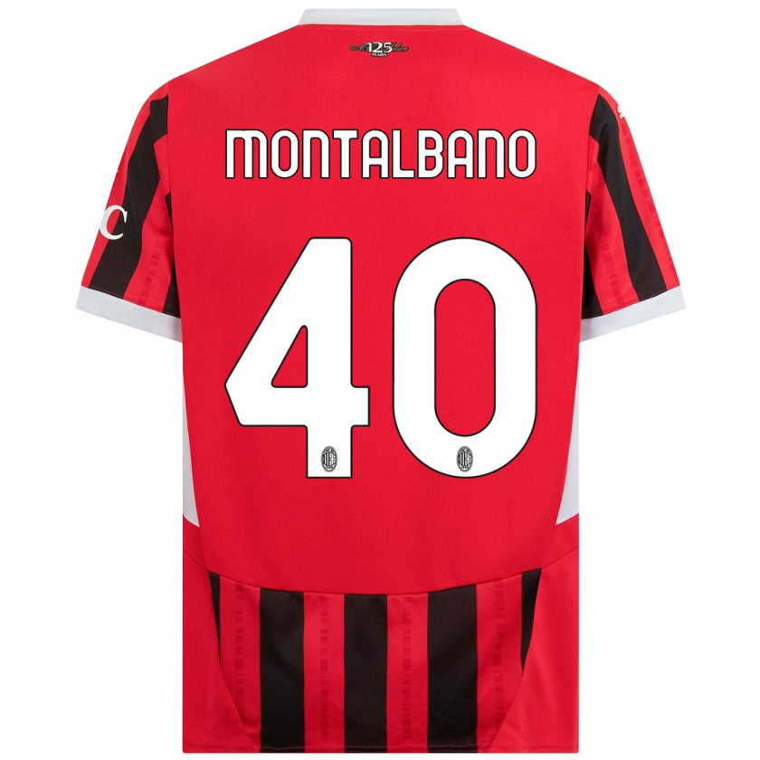 Kandiny Gyermek Nicolo Montalbano #40 Piros Fekete Hazai Jersey 2024/25 Mez Póló Ing