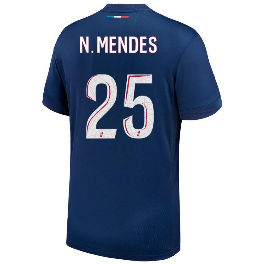 Kandiny Gyermek Nuno Mendes #25 Sötétkék Fehér Hazai Jersey 2024/25 Mez Póló Ing