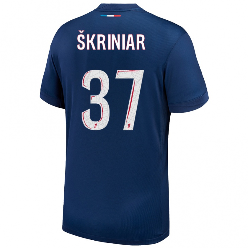 Kandiny Gyermek Milan Skriniar #37 Sötétkék Fehér Hazai Jersey 2024/25 Mez Póló Ing