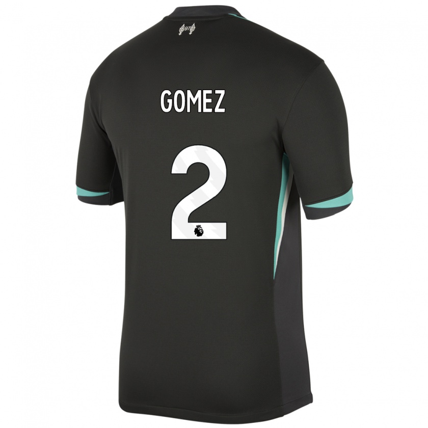 Kandiny Gyermek Joe Gomez #2 Fekete Antracit Fehér Idegenbeli Jersey 2024/25 Mez Póló Ing