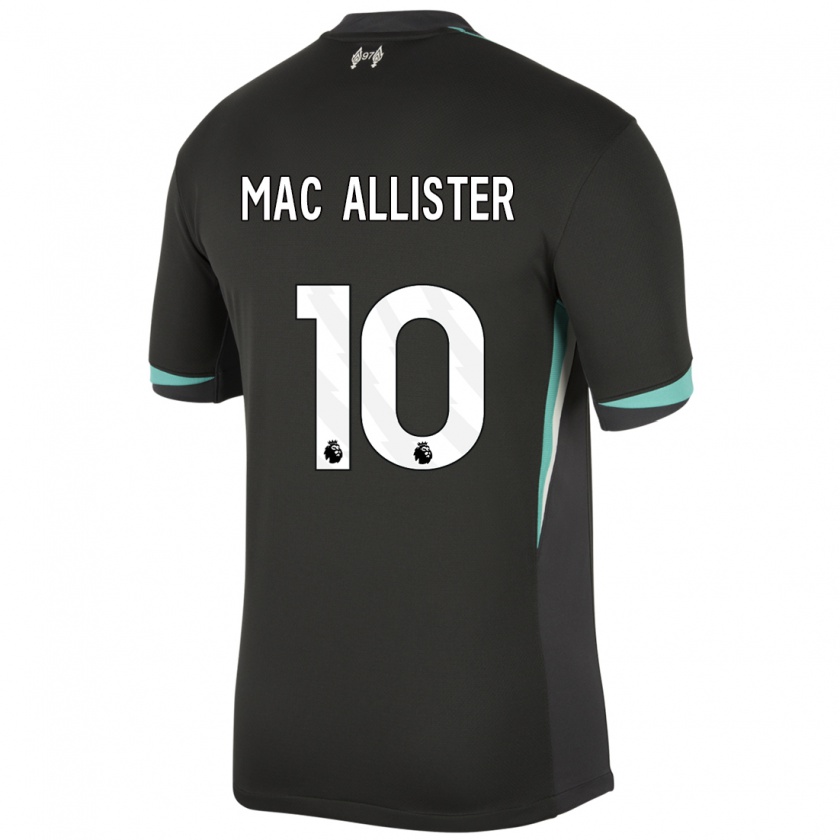 Kandiny Gyermek Alexis Mac Allister #10 Fekete Antracit Fehér Idegenbeli Jersey 2024/25 Mez Póló Ing