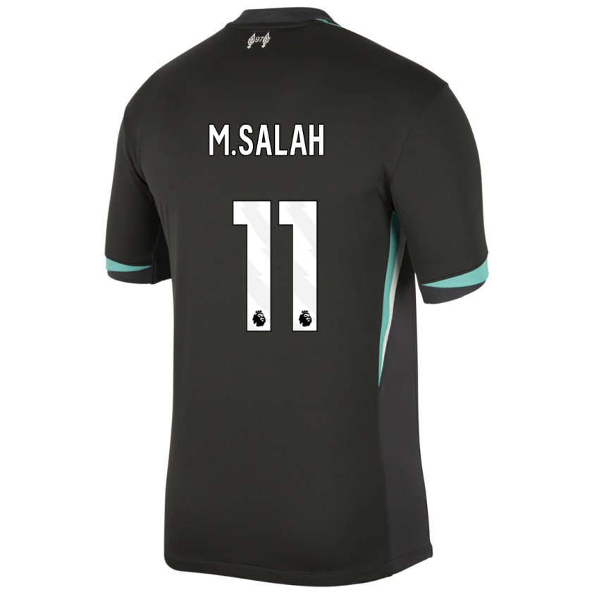 Kandiny Gyermek Mohamed Salah #11 Fekete Antracit Fehér Idegenbeli Jersey 2024/25 Mez Póló Ing