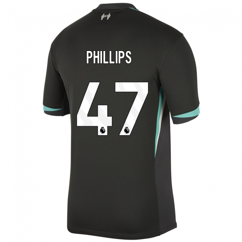 Kandiny Gyermek Nathaniel Phillips #47 Fekete Antracit Fehér Idegenbeli Jersey 2024/25 Mez Póló Ing