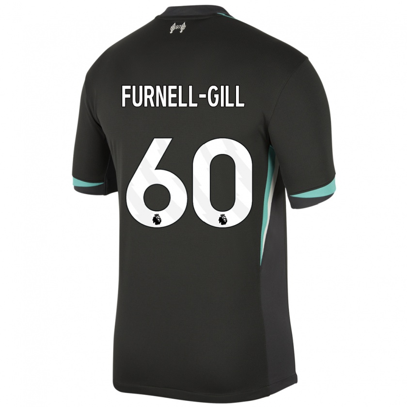 Kandiny Gyermek Luca Furnell-Gill #60 Fekete Antracit Fehér Idegenbeli Jersey 2024/25 Mez Póló Ing