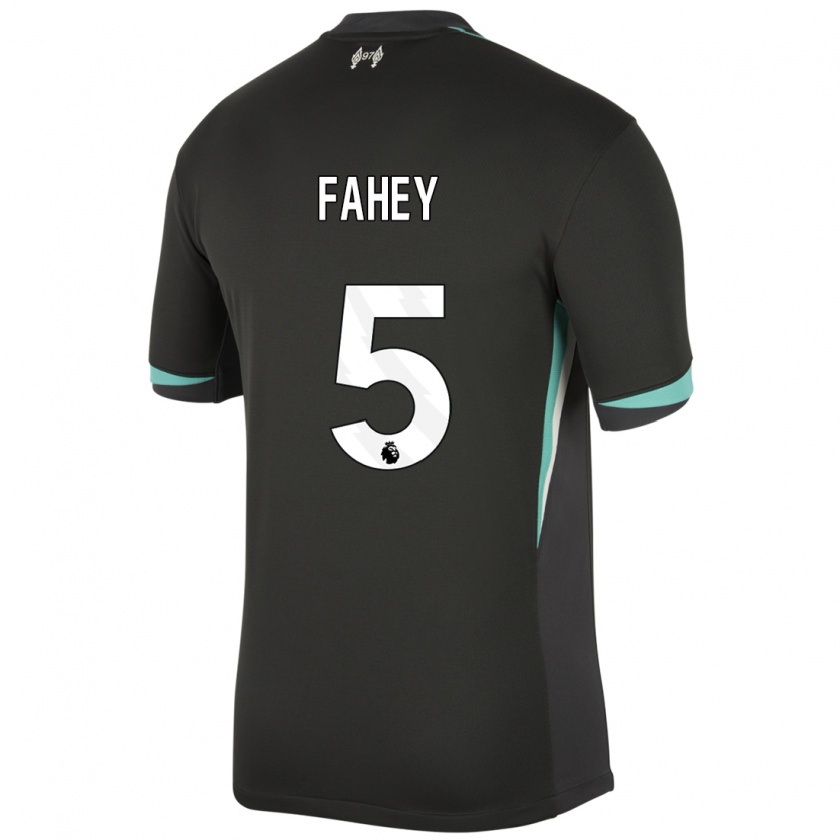 Kandiny Gyermek Niamh Fahey #5 Fekete Antracit Fehér Idegenbeli Jersey 2024/25 Mez Póló Ing