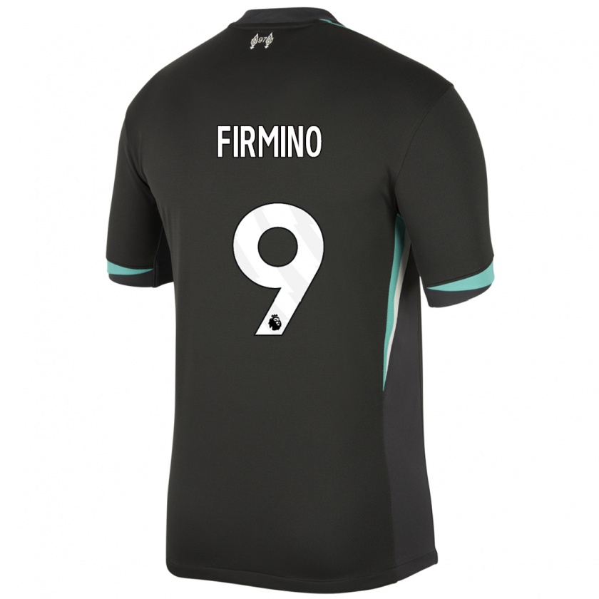 Kandiny Gyermek Roberto Firmino #9 Fekete Antracit Fehér Idegenbeli Jersey 2024/25 Mez Póló Ing