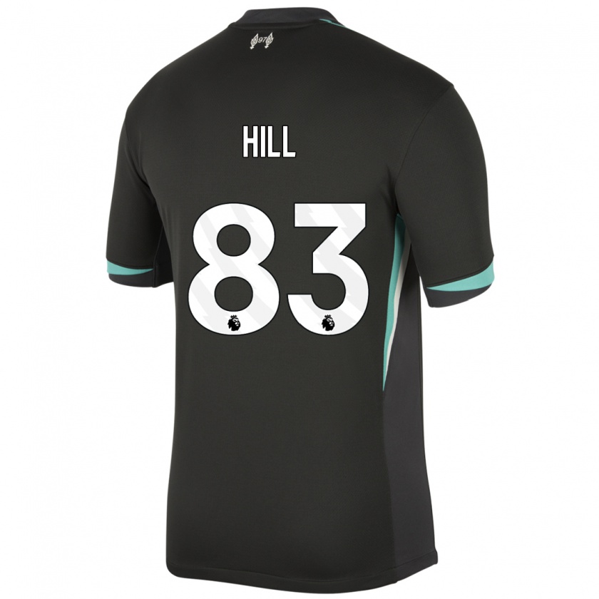 Kandiny Gyermek Thomas Hill #83 Fekete Antracit Fehér Idegenbeli Jersey 2024/25 Mez Póló Ing