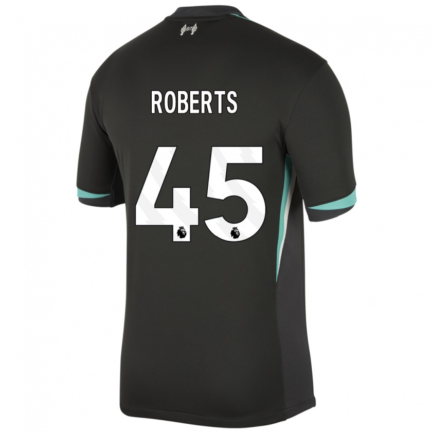 Kandiny Gyermek Iwan Roberts #45 Fekete Antracit Fehér Idegenbeli Jersey 2024/25 Mez Póló Ing