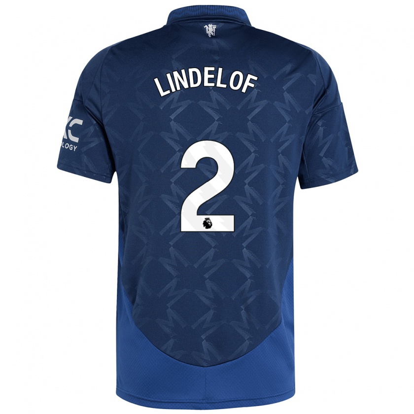 Kandiny Gyermek Victor Lindelöf #2 Indigó Idegenbeli Jersey 2024/25 Mez Póló Ing