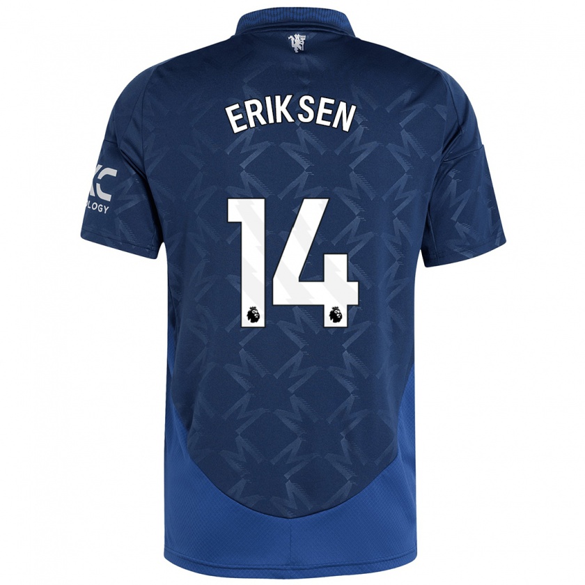 Kandiny Gyermek Christian Eriksen #14 Indigó Idegenbeli Jersey 2024/25 Mez Póló Ing