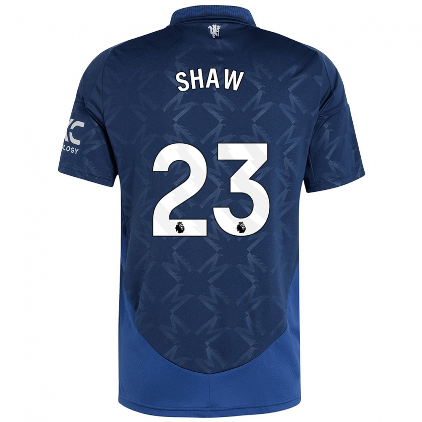 Kandiny Gyermek Luke Shaw #23 Indigó Idegenbeli Jersey 2024/25 Mez Póló Ing