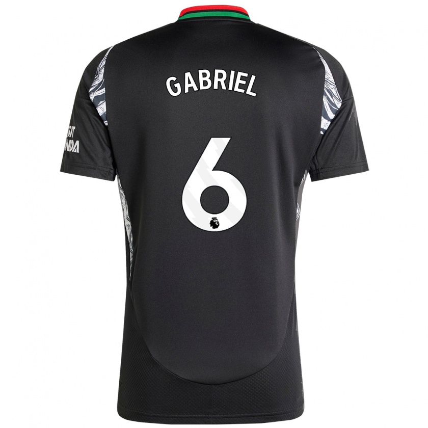 Kandiny Gyermek Gabriel Magalhães #6 Fekete Idegenbeli Jersey 2024/25 Mez Póló Ing