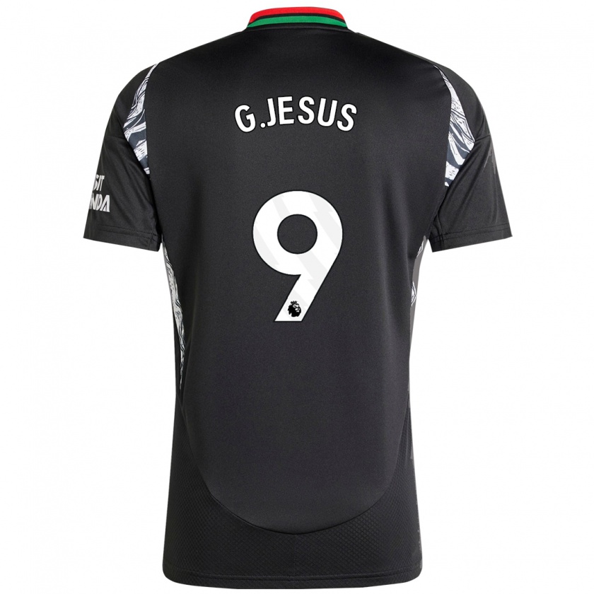 Kandiny Gyermek Gabriel Jesus #9 Fekete Idegenbeli Jersey 2024/25 Mez Póló Ing