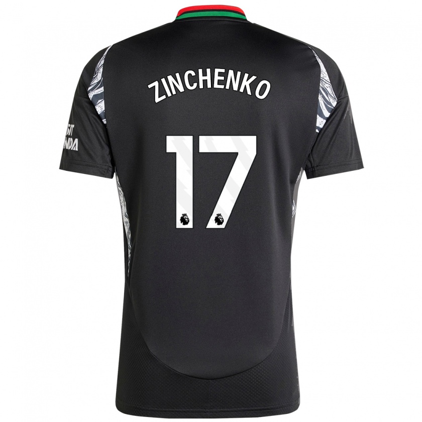 Kandiny Gyermek Oleksandr Zinchenko #17 Fekete Idegenbeli Jersey 2024/25 Mez Póló Ing