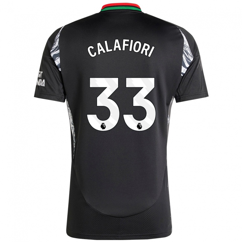 Kandiny Gyermek Riccardo Calafiori #33 Fekete Idegenbeli Jersey 2024/25 Mez Póló Ing