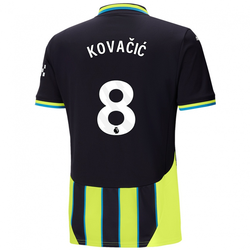 Kandiny Gyermek Mateo Kovacic #8 Kék Sárga Idegenbeli Jersey 2024/25 Mez Póló Ing