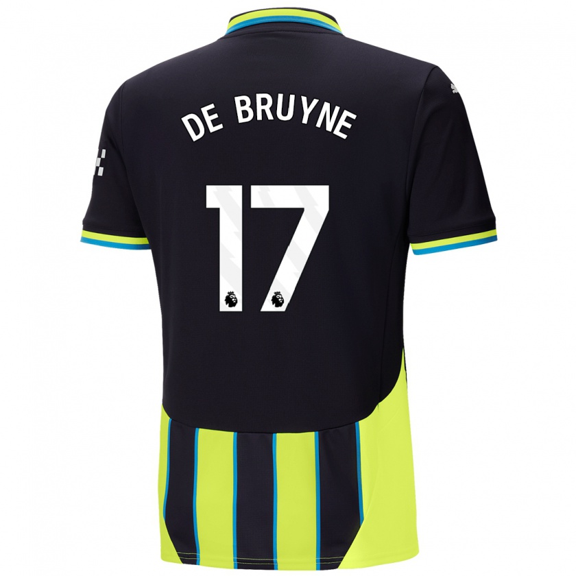 Kandiny Gyermek Kevin De Bruyne #17 Kék Sárga Idegenbeli Jersey 2024/25 Mez Póló Ing