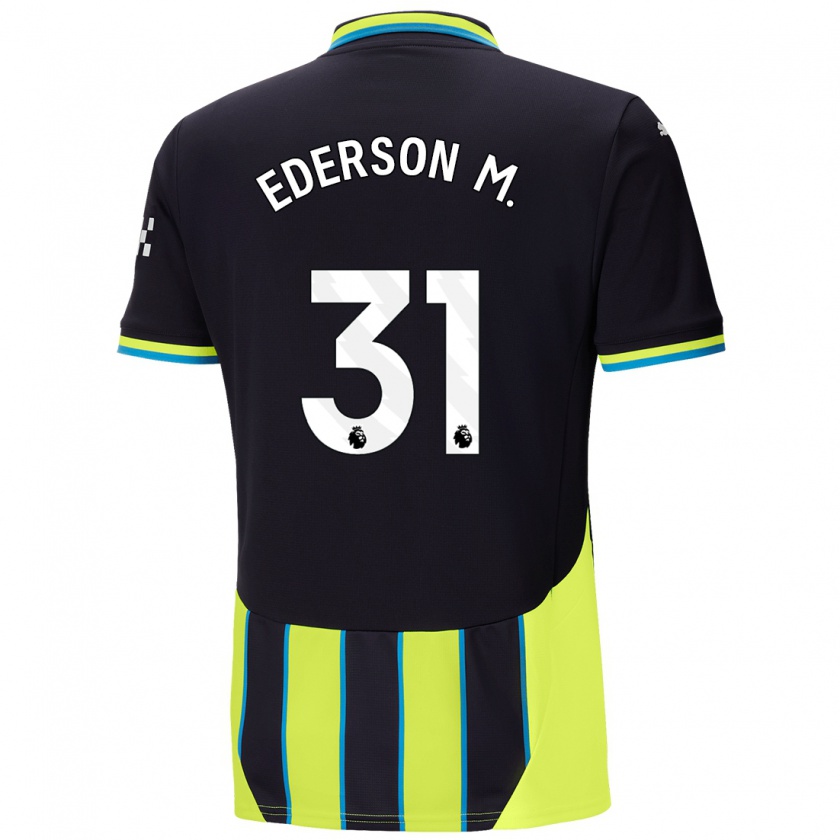 Kandiny Gyermek Ederson #31 Kék Sárga Idegenbeli Jersey 2024/25 Mez Póló Ing