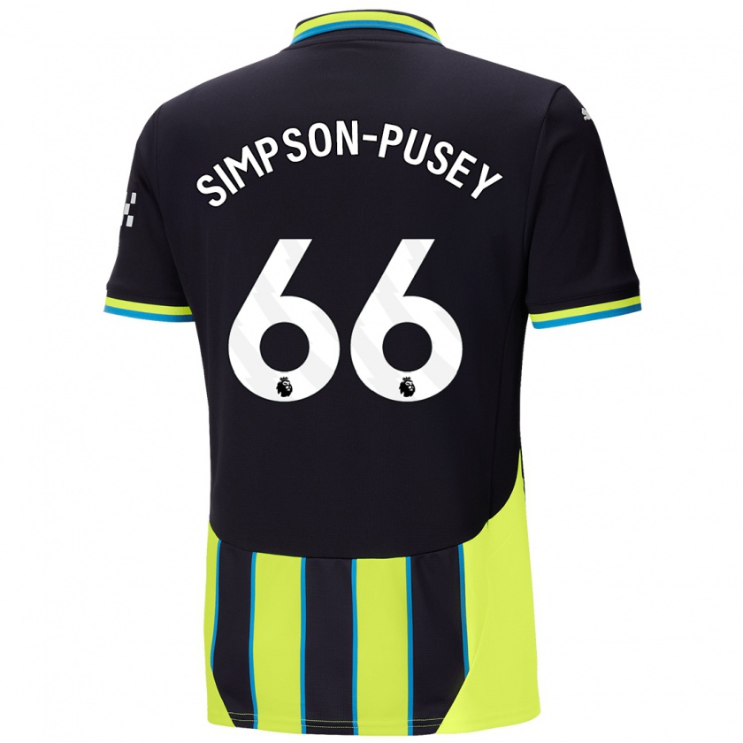 Kandiny Gyermek Jahmai Simpson-Pusey #66 Kék Sárga Idegenbeli Jersey 2024/25 Mez Póló Ing