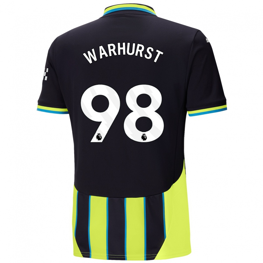 Kandiny Gyermek Matty Warhurst #98 Kék Sárga Idegenbeli Jersey 2024/25 Mez Póló Ing